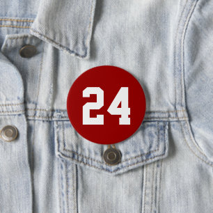 Crimson and White Athlete Jersey Number 7.5 Cm Round Badge