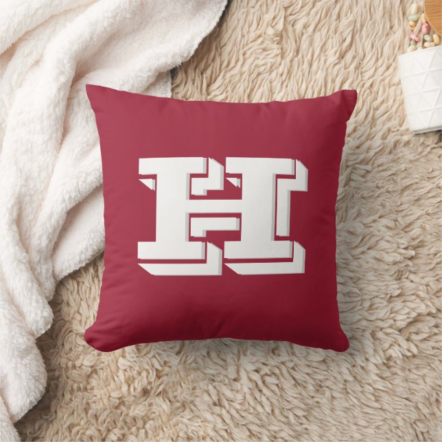 Crimson and White Varsity Letter  Monogram  Cushion (Blanket)