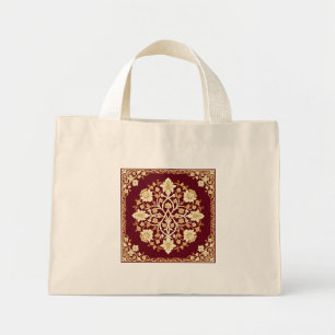 Crimson Arabesque Floral Tote Bag