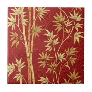Crimson Bamboo East Asian (1) Ceramic Tile