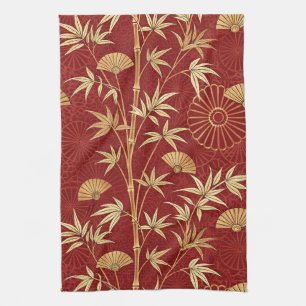 Crimson Bamboo East Asian (2) Tea Towel