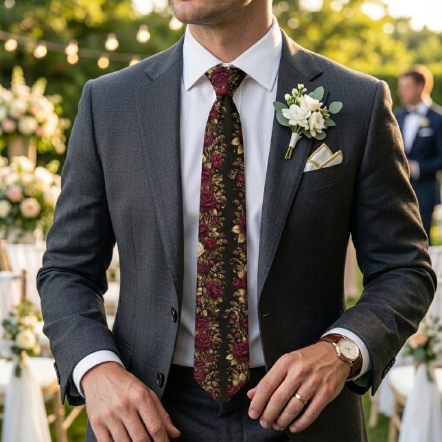 Crimson Baroque Rose Elegance Tie (Creator Uploaded)