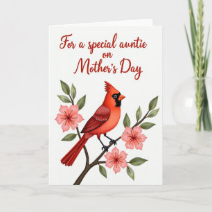 Crimson Bird Auntie Mothers Day Card