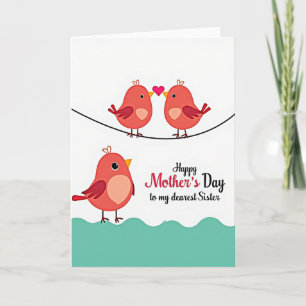 Crimson Birds Sweet Mothers Day Card