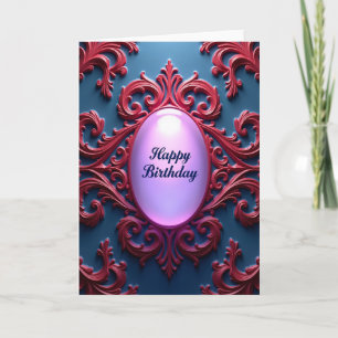 Crimson Birthday Baroque Card