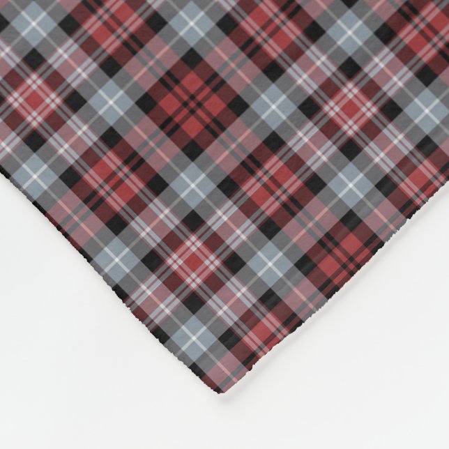 Crimson, Black and Grey Sporty Plaid Fleece Blanket (Corner)