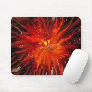 Crimson Bloom – Abstract Ink Flower Art Mouse Pad