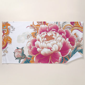 Crimson Bloom Beach Towel