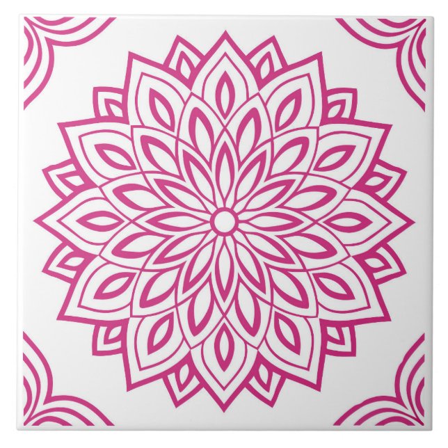Crimson Bloom Ceramic Tile (Front)