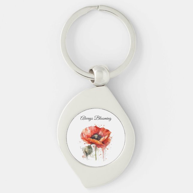 Crimson Bloom, custom Key Ring (Front)