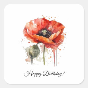 Crimson Bloom, custom Square Sticker