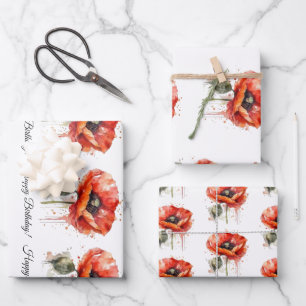 Crimson Bloom, custom Wrapping Paper Sheet