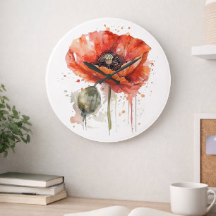 Crimson Bloom Large Clock