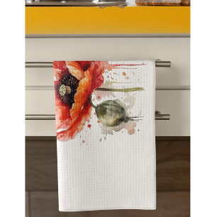 Crimson Bloom Tea Towel