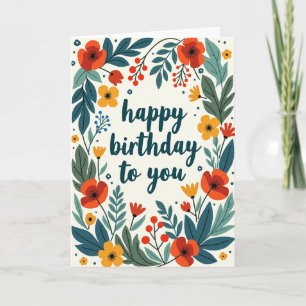 Crimson Blossom Birthday Card
