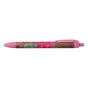 Crimson Blossoms: Dance Of The Red Bougainvilleas Blue Ink Pen