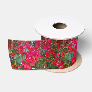 Crimson Blossoms: Dance Of The Red Bougainvilleas Satin Ribbon