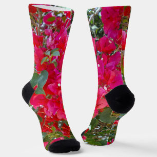 Crimson Blossoms: Dance Of The Red Bougainvilleas Socks