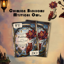 Crimson Blossoms & Mystical Owl.