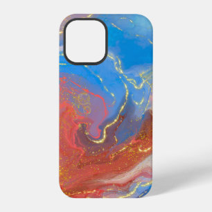 Crimson, Blush, Blue and Gold Marbled Alcohol Ink iPhone 12 Pro Case