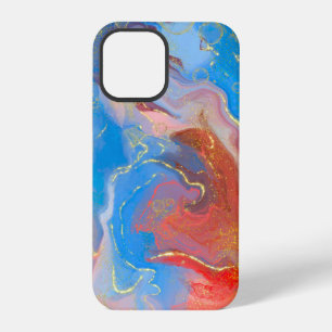 Crimson, Blush, Blue and Gold Marbled Alcohol Ink iPhone 12 Pro Case