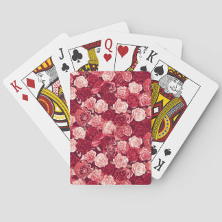 Crimson & Blush Seamless Rose Pattern Playing Cards