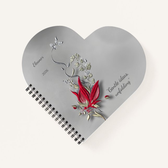 	Crimson Butterfly Bloom spiral notebook  (Front)