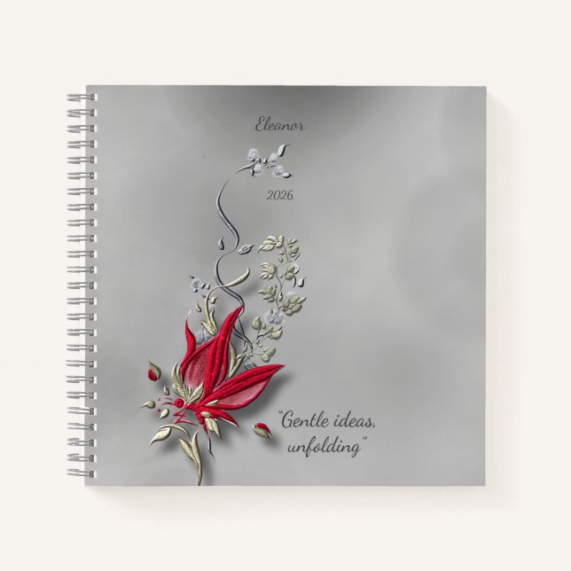 	Crimson Butterfly Bloom spiral notebook  (Front)