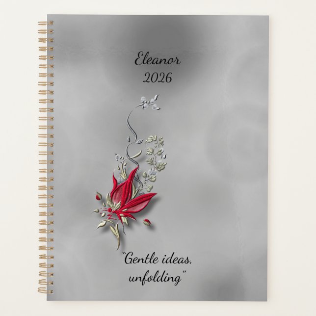 	Crimson Butterfly Bloom Spiral notebook  Planner (Front)
