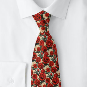 Crimson Carnations Tie