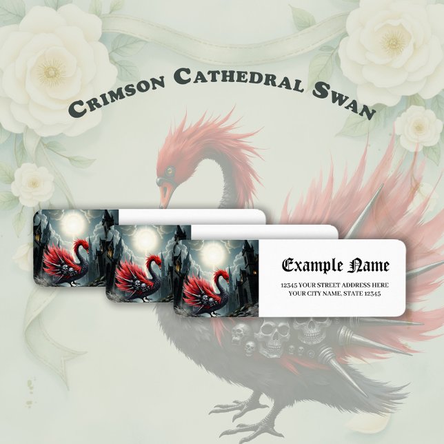 Crimson Cathedral Swan. Return Address Label (Creator Uploaded)