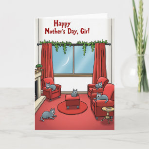 Crimson Cats Mothers Day Card