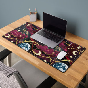Crimson Celestial Moon for Astrology Lovers Desk Mat