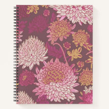 Crimson Chrysanthemum Softcover Spiral Notebook