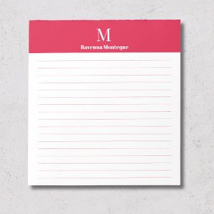 Crimson Classic Personalised Letter Monogram Lined Notepad