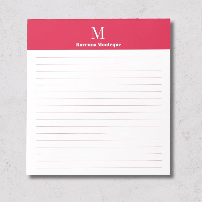 Crimson Classic Personalised Letter Monogram Lined Notepad (Creator Uploaded)
