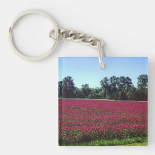 Crimson Clover Field Key Ring