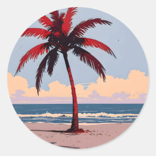 Crimson Coastline Classic Round Sticker