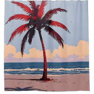 Crimson Coastline Shower Curtain