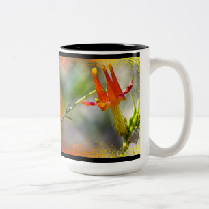 Crimson Columbine Orange Yellow border on Black Two-Tone Coffee Mug
