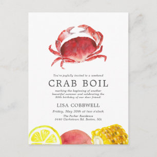 Crimson Crab   Birthday Crab Boil Striped Postcard