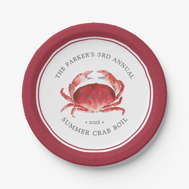 Crimson Crab | Crab Boil Event Paper Plate (Front)