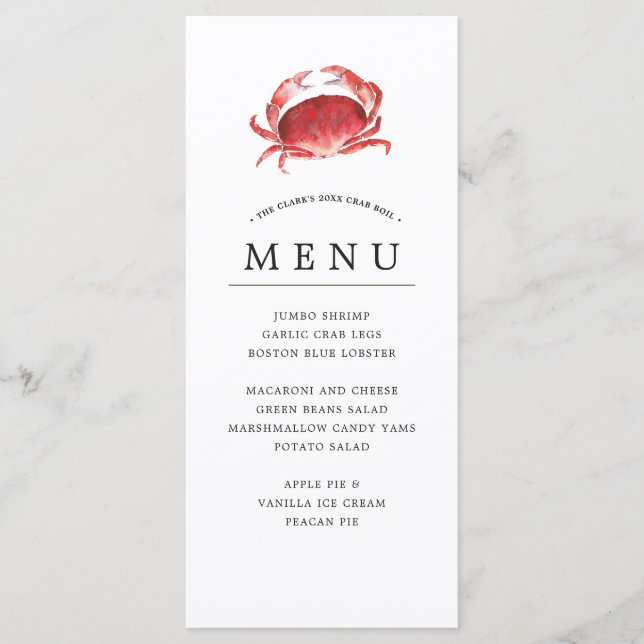 Crimson Crab | Crab Boil Event Themed Menu (Front)