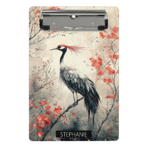 Crimson Crane Blossom Ink Wash (1) Mini Clipboard