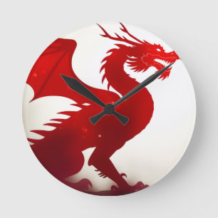 Crimson Dragon Fury Round Clock