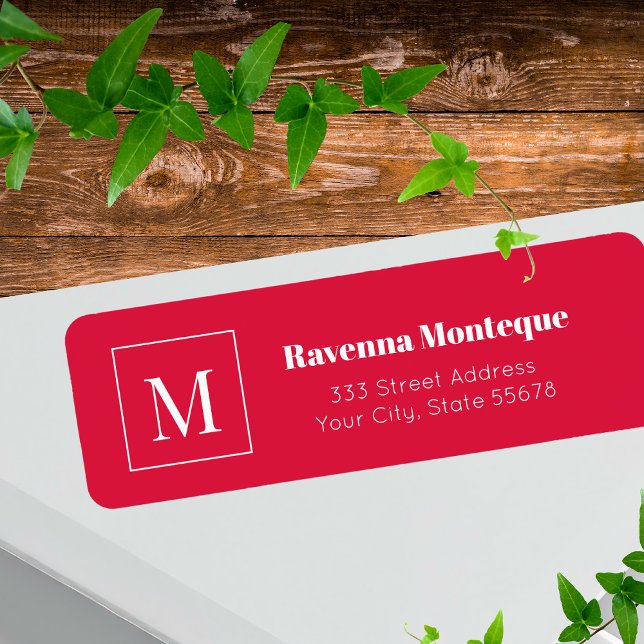 Crimson Elegant Personalized Monogram Letter Name Return Address Label (Creator Uploaded)