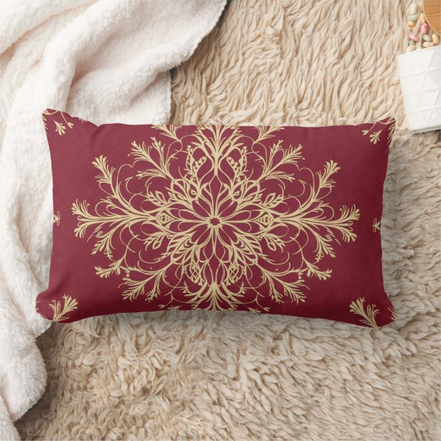 Crimson Embrace Throw Pillow with Delicate Lace  (Blanket)