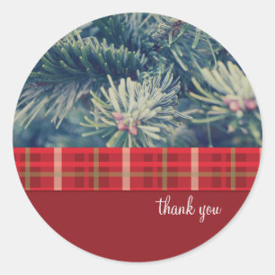 Crimson & Evergreen Christmas Wedding Classic Round Sticker