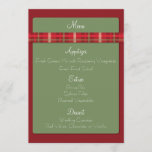 Crimson & Evergreen Christmas Wedding Menu Card<br><div class="desc">The colours of Christmas are so simple and yet can be so elegant. Crimson is rich and sophisticated. The evergreen of the Christmas tree is subtle and soft. When paired, these colours present a stunning colour palette for your wedding. The design of this wedding menu flat card features a crimson...</div>