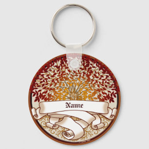 Crimson Family Tree Surname Key Ring